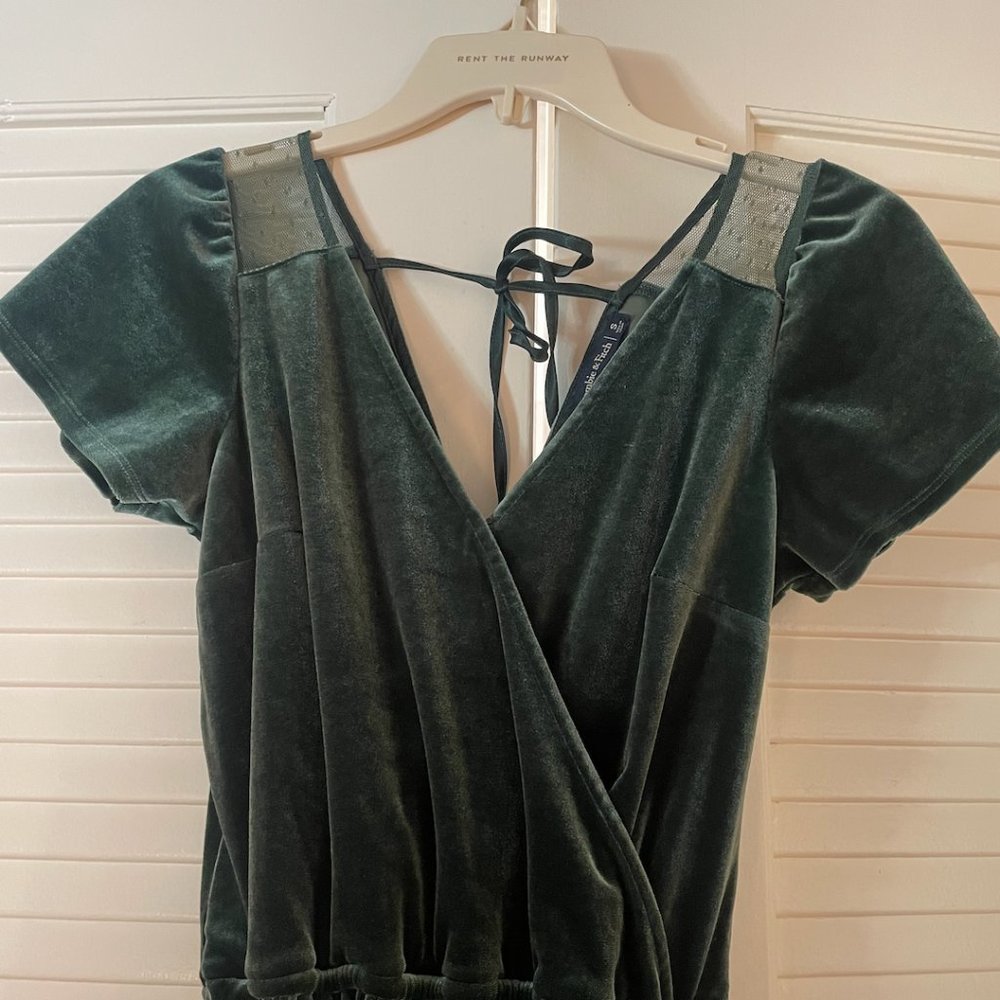 Green Velvet Abercrombie Romper - Picture 2 of 4